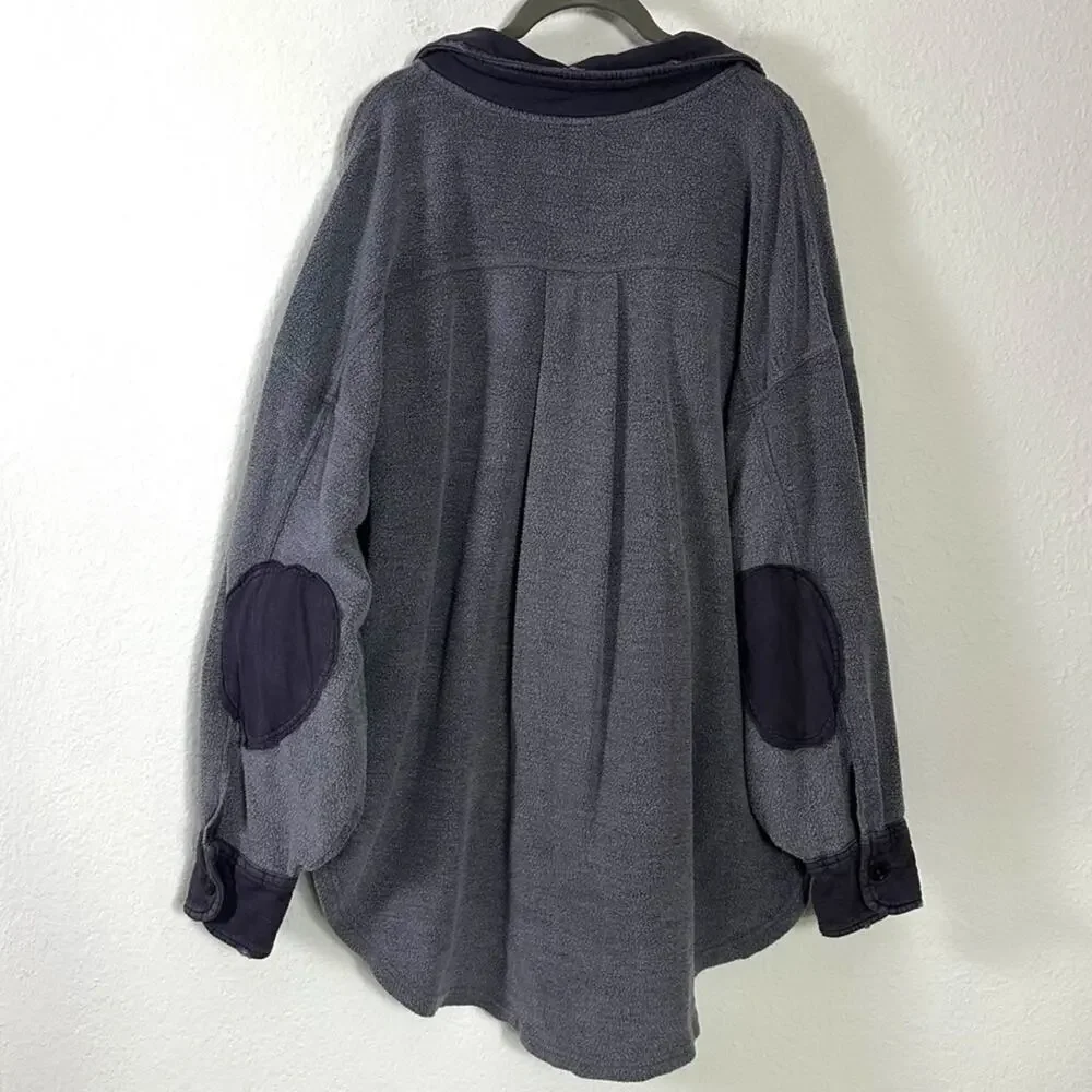 Free People Ruby Jacket in Incense Medium Oversized Shacket Grunge 90s Grey - Picture 6 of 9